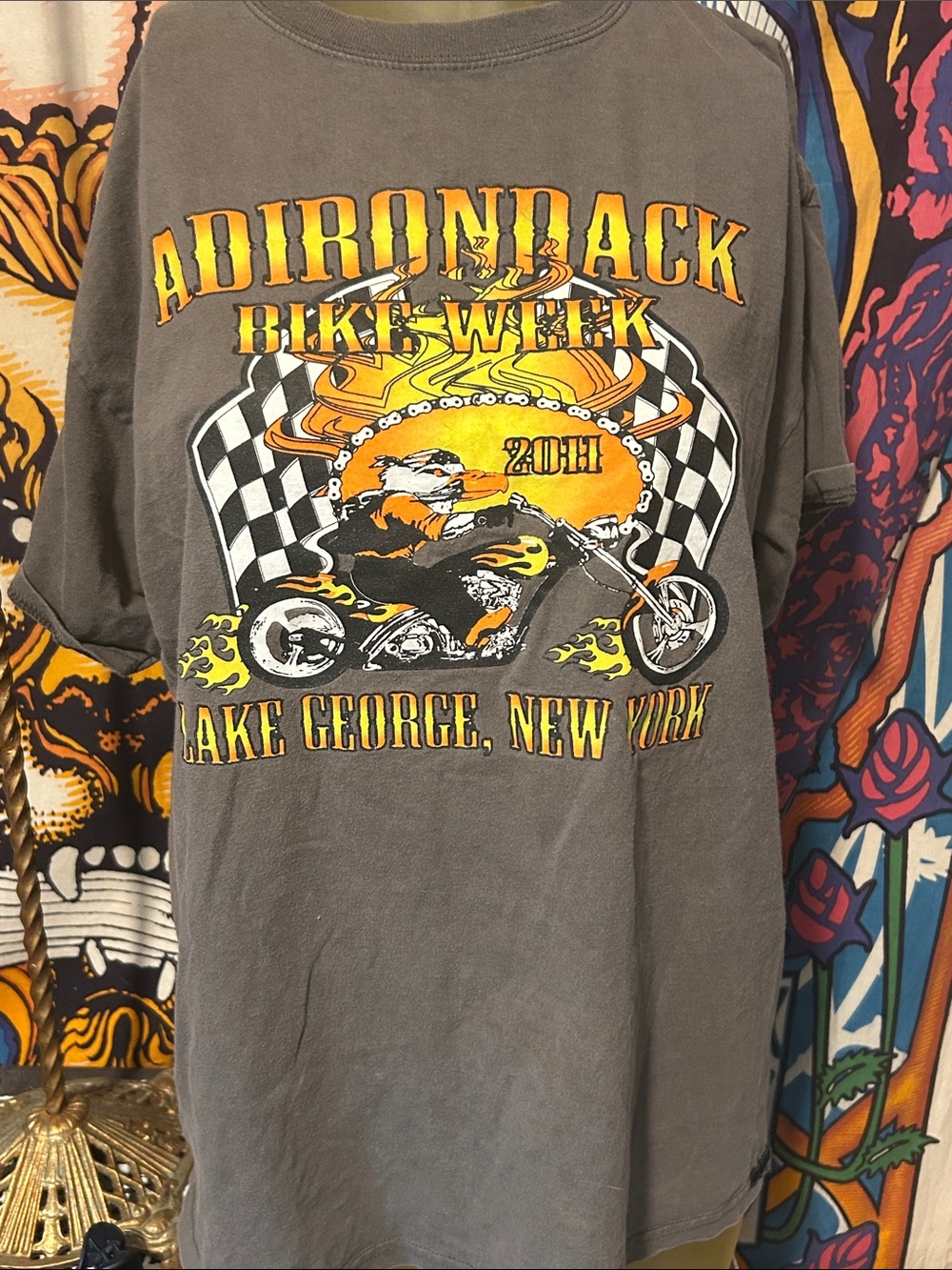 Adirondack Bike Week Lake George New York Graphic distressed vans shirt